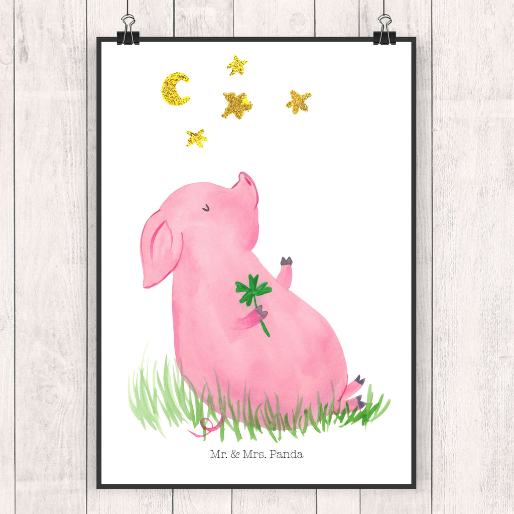Poster Glücksschwein Poster, Wandposter, Bild, Wanddeko, Küchenposter, Kinderposter, Wanddeko Bild, Raumdekoration, Wanddekoration, Handgemaltes Poster, Mr. & Mrs. Panda Poster, Designposter, Kunstdruck, Posterdruck, Tiermotive, Gute Laune, lustige Sprüche, Tiere, Glücksschwein. Glück, Schwein, Schweinchen, Sterne, Sernchen, Ziele, Träume, Motivation, Glücksbringer