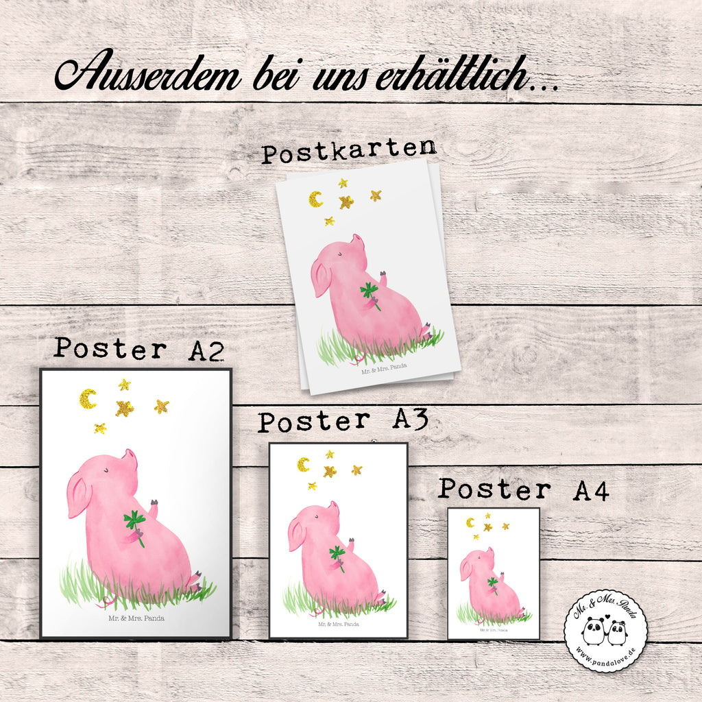 Poster Glücksschwein Poster, Wandposter, Bild, Wanddeko, Küchenposter, Kinderposter, Wanddeko Bild, Raumdekoration, Wanddekoration, Handgemaltes Poster, Mr. & Mrs. Panda Poster, Designposter, Kunstdruck, Posterdruck, Tiermotive, Gute Laune, lustige Sprüche, Tiere, Glücksschwein. Glück, Schwein, Schweinchen, Sterne, Sernchen, Ziele, Träume, Motivation, Glücksbringer