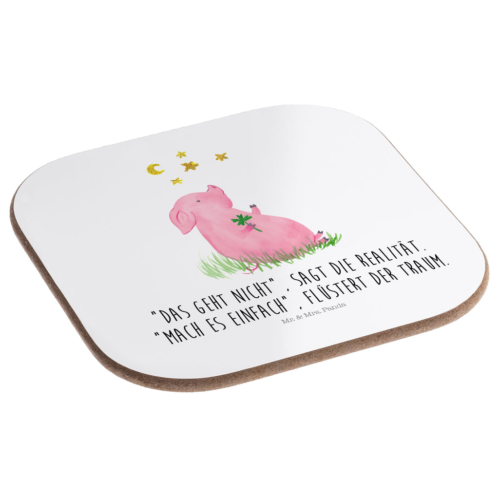 Quadratische Untersetzer Glücksschwein Bierdeckel, Glasuntersetzer, Untersetzer Gläser, Getränkeuntersetzer, Tiermotive, Gute Laune, lustige Sprüche, Tiere, Glücksschwein. Glück, Schwein, Schweinchen, Sterne, Sernchen, Ziele, Träume, Motivation, Glücksbringer