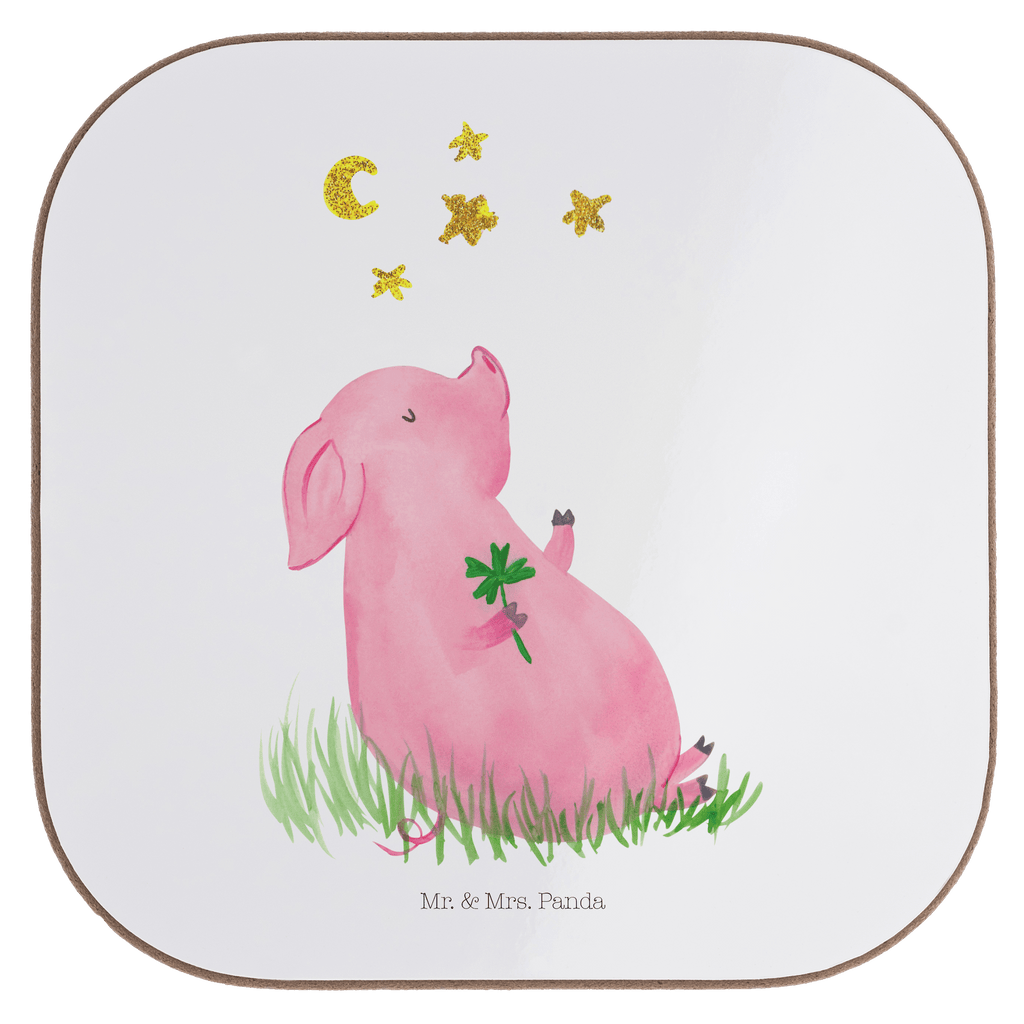 Quadratische Untersetzer Glücksschwein Bierdeckel, Glasuntersetzer, Untersetzer Gläser, Getränkeuntersetzer, Tiermotive, Gute Laune, lustige Sprüche, Tiere, Glücksschwein. Glück, Schwein, Schweinchen, Sterne, Sernchen, Ziele, Träume, Motivation, Glücksbringer