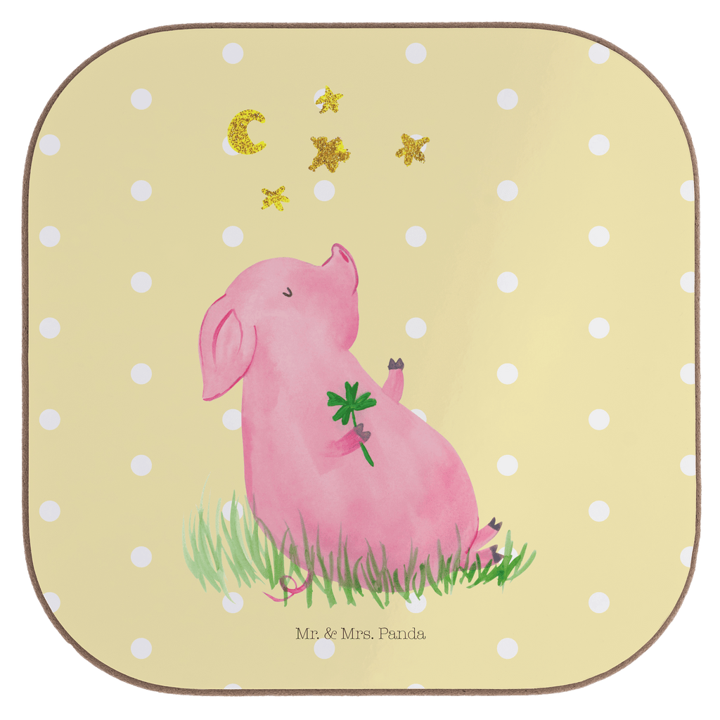 Quadratische Untersetzer Glücksschwein Bierdeckel, Glasuntersetzer, Untersetzer Gläser, Getränkeuntersetzer, Tiermotive, Gute Laune, lustige Sprüche, Tiere, Glücksschwein. Glück, Schwein, Schweinchen, Sterne, Sernchen, Ziele, Träume, Motivation, Glücksbringer