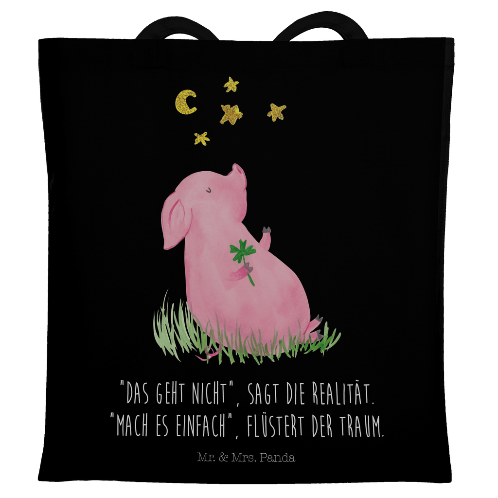 Tragetasche Glücksschwein Beuteltasche, Beutel, Einkaufstasche, Jutebeutel, Stoffbeutel, Tiermotive, Gute Laune, lustige Sprüche, Tiere, Glücksschwein. Glück, Schwein, Schweinchen, Sterne, Sernchen, Ziele, Träume, Motivation, Glücksbringer