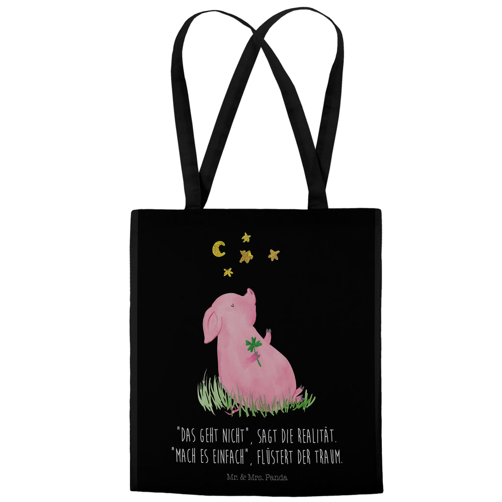 Tragetasche Glücksschwein Beuteltasche, Beutel, Einkaufstasche, Jutebeutel, Stoffbeutel, Tiermotive, Gute Laune, lustige Sprüche, Tiere, Glücksschwein. Glück, Schwein, Schweinchen, Sterne, Sernchen, Ziele, Träume, Motivation, Glücksbringer