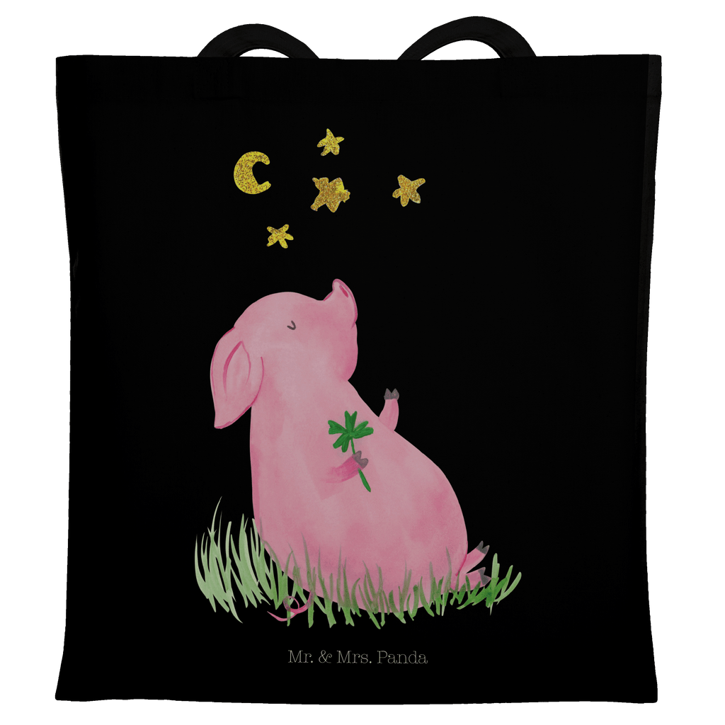 Tragetasche Glücksschwein Beuteltasche, Beutel, Einkaufstasche, Jutebeutel, Stoffbeutel, Tiermotive, Gute Laune, lustige Sprüche, Tiere, Glücksschwein. Glück, Schwein, Schweinchen, Sterne, Sernchen, Ziele, Träume, Motivation, Glücksbringer