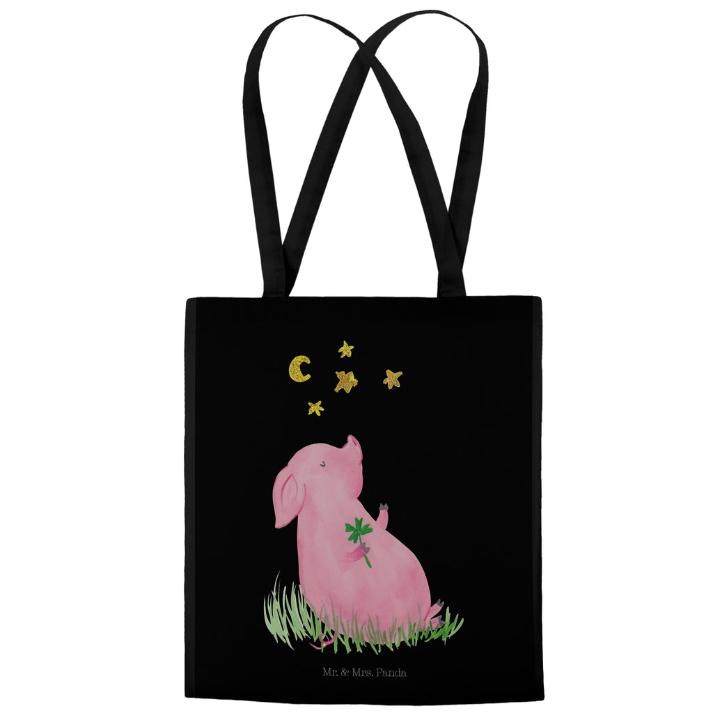 Tragetasche Glücksschwein Beuteltasche, Beutel, Einkaufstasche, Jutebeutel, Stoffbeutel, Tiermotive, Gute Laune, lustige Sprüche, Tiere, Glücksschwein. Glück, Schwein, Schweinchen, Sterne, Sernchen, Ziele, Träume, Motivation, Glücksbringer
