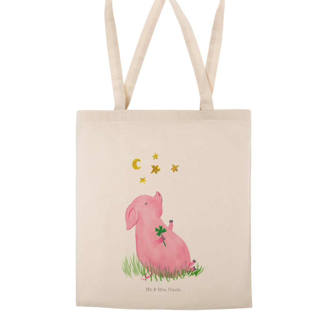 Tragetasche Glücksschwein Beuteltasche, Beutel, Einkaufstasche, Jutebeutel, Stoffbeutel, Tiermotive, Gute Laune, lustige Sprüche, Tiere, Glücksschwein. Glück, Schwein, Schweinchen, Sterne, Sernchen, Ziele, Träume, Motivation, Glücksbringer