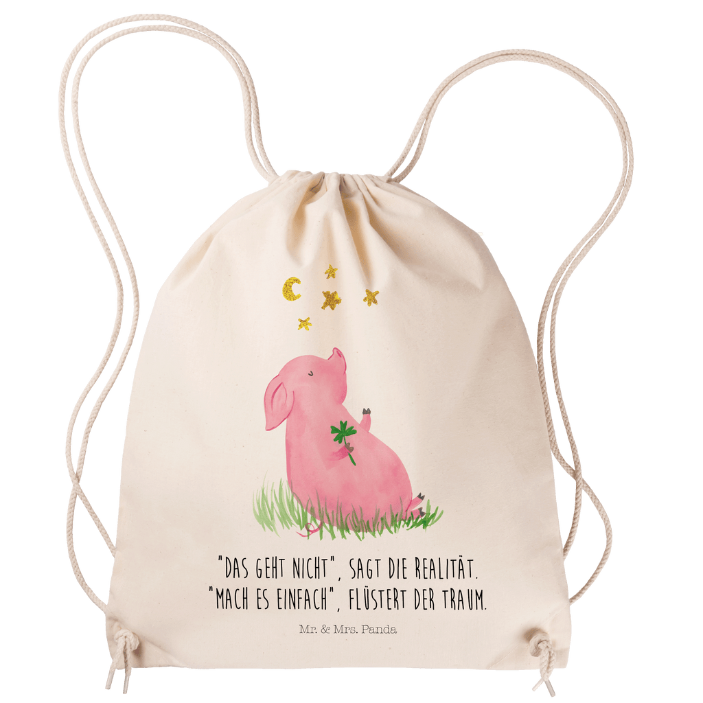 Sportbeutel Glücksschwein Turnbeutel, Beutel, Sporttasche, Tasche, Stoffbeutel, Tiermotive, Gute Laune, lustige Sprüche, Tiere, Glücksschwein. Glück, Schwein, Schweinchen, Sterne, Sernchen, Ziele, Träume, Motivation, Glücksbringer
