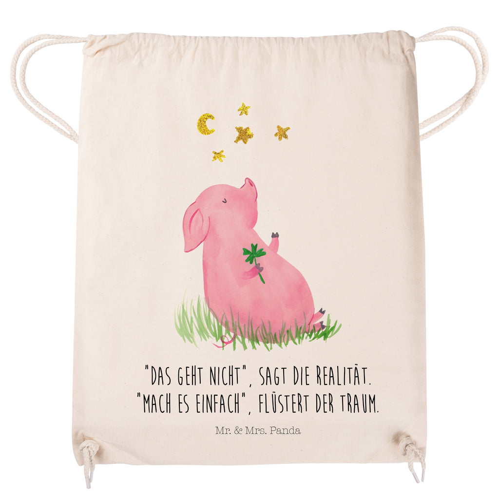 Sportbeutel Glücksschwein Turnbeutel, Beutel, Sporttasche, Tasche, Stoffbeutel, Tiermotive, Gute Laune, lustige Sprüche, Tiere, Glücksschwein. Glück, Schwein, Schweinchen, Sterne, Sernchen, Ziele, Träume, Motivation, Glücksbringer