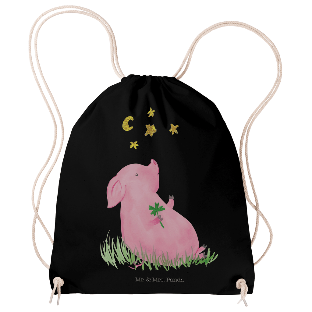 Sportbeutel Glücksschwein Turnbeutel, Beutel, Sporttasche, Tasche, Stoffbeutel, Tiermotive, Gute Laune, lustige Sprüche, Tiere, Glücksschwein. Glück, Schwein, Schweinchen, Sterne, Sernchen, Ziele, Träume, Motivation, Glücksbringer
