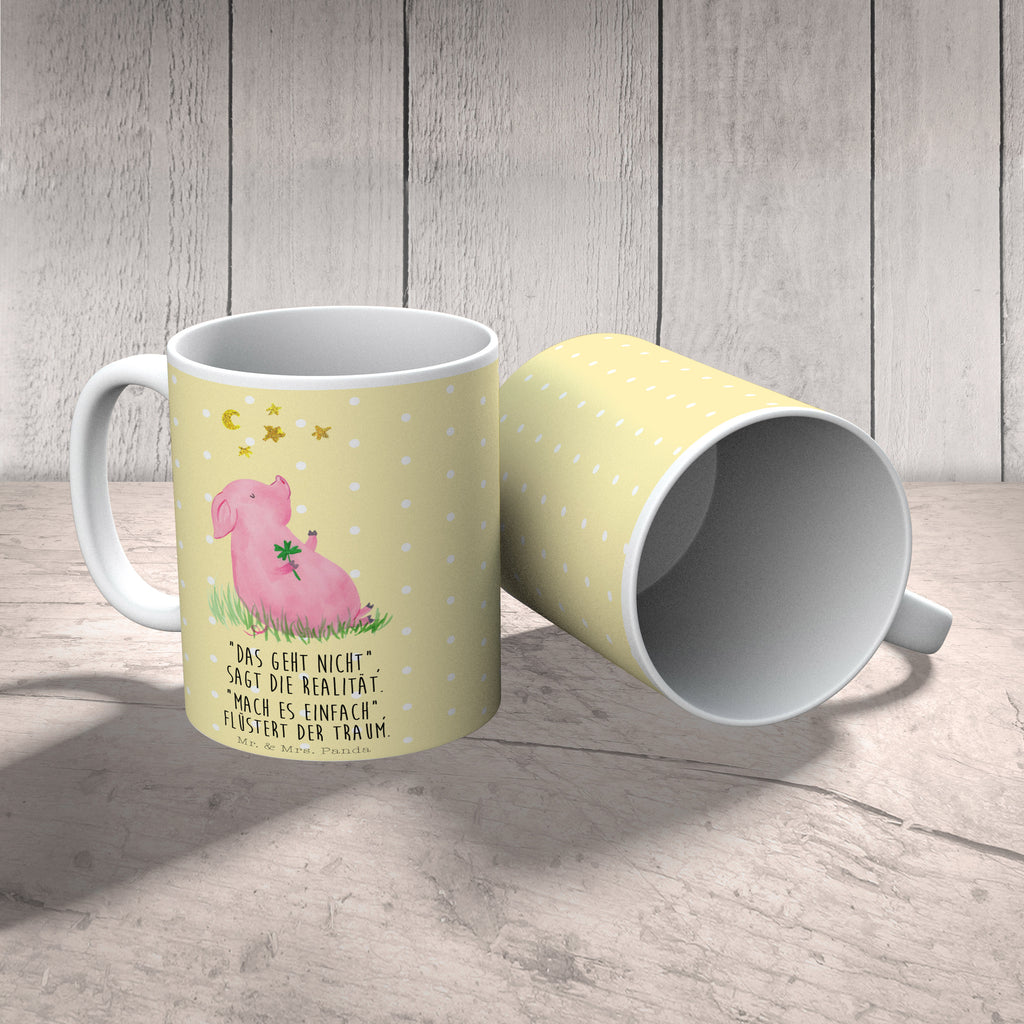 Tasse Glücksschwein Glücksschwein. Glück, Schwein, Schweinchen, Sterne, Sernchen, Ziele, Träume, Motivation, Glücksbringer Becher, Kaffeetasse, Kaffeebecher, Tee, Frühstück, Büro  süße Tiermotive, gute Laune, lustige Sprüche, Tiere