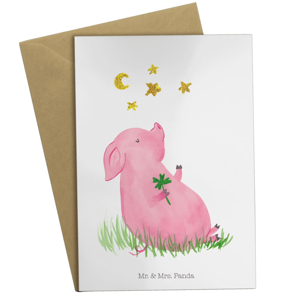 Grußkarte Glücksschwein Klappkarte, Einladungskarte, Glückwunschkarte, Hochzeitskarte, Geburtstagskarte, Karte, Tiermotive, Gute Laune, lustige Sprüche, Tiere, Glücksschwein. Glück, Schwein, Schweinchen, Sterne, Sernchen, Ziele, Träume, Motivation, Glücksbringer
