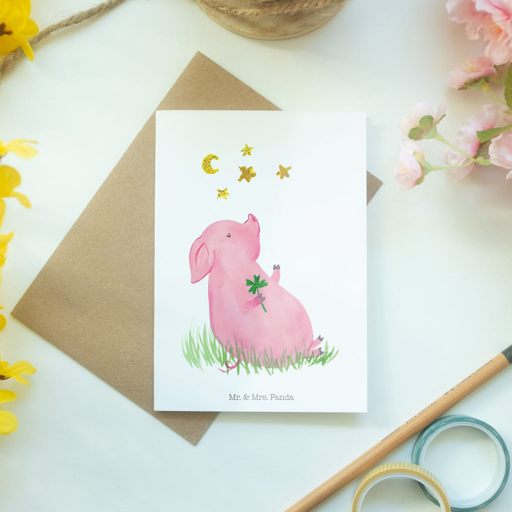 Grußkarte Glücksschwein Klappkarte, Einladungskarte, Glückwunschkarte, Hochzeitskarte, Geburtstagskarte, Karte, Tiermotive, Gute Laune, lustige Sprüche, Tiere, Glücksschwein. Glück, Schwein, Schweinchen, Sterne, Sernchen, Ziele, Träume, Motivation, Glücksbringer