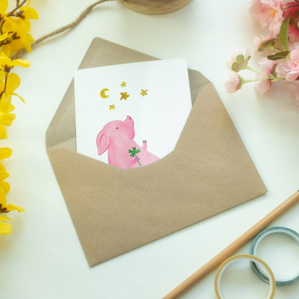 Grußkarte Glücksschwein Klappkarte, Einladungskarte, Glückwunschkarte, Hochzeitskarte, Geburtstagskarte, Karte, Tiermotive, Gute Laune, lustige Sprüche, Tiere, Glücksschwein. Glück, Schwein, Schweinchen, Sterne, Sernchen, Ziele, Träume, Motivation, Glücksbringer