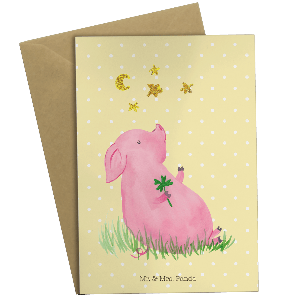 Grußkarte Glücksschwein Klappkarte, Einladungskarte, Glückwunschkarte, Hochzeitskarte, Geburtstagskarte, Karte, Tiermotive, Gute Laune, lustige Sprüche, Tiere, Glücksschwein. Glück, Schwein, Schweinchen, Sterne, Sernchen, Ziele, Träume, Motivation, Glücksbringer