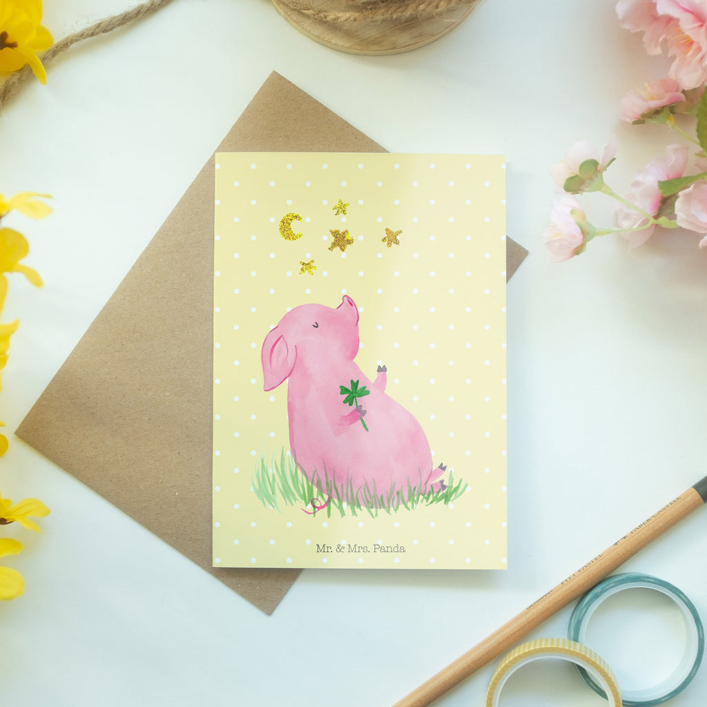 Grußkarte Glücksschwein Klappkarte, Einladungskarte, Glückwunschkarte, Hochzeitskarte, Geburtstagskarte, Karte, Tiermotive, Gute Laune, lustige Sprüche, Tiere, Glücksschwein. Glück, Schwein, Schweinchen, Sterne, Sernchen, Ziele, Träume, Motivation, Glücksbringer