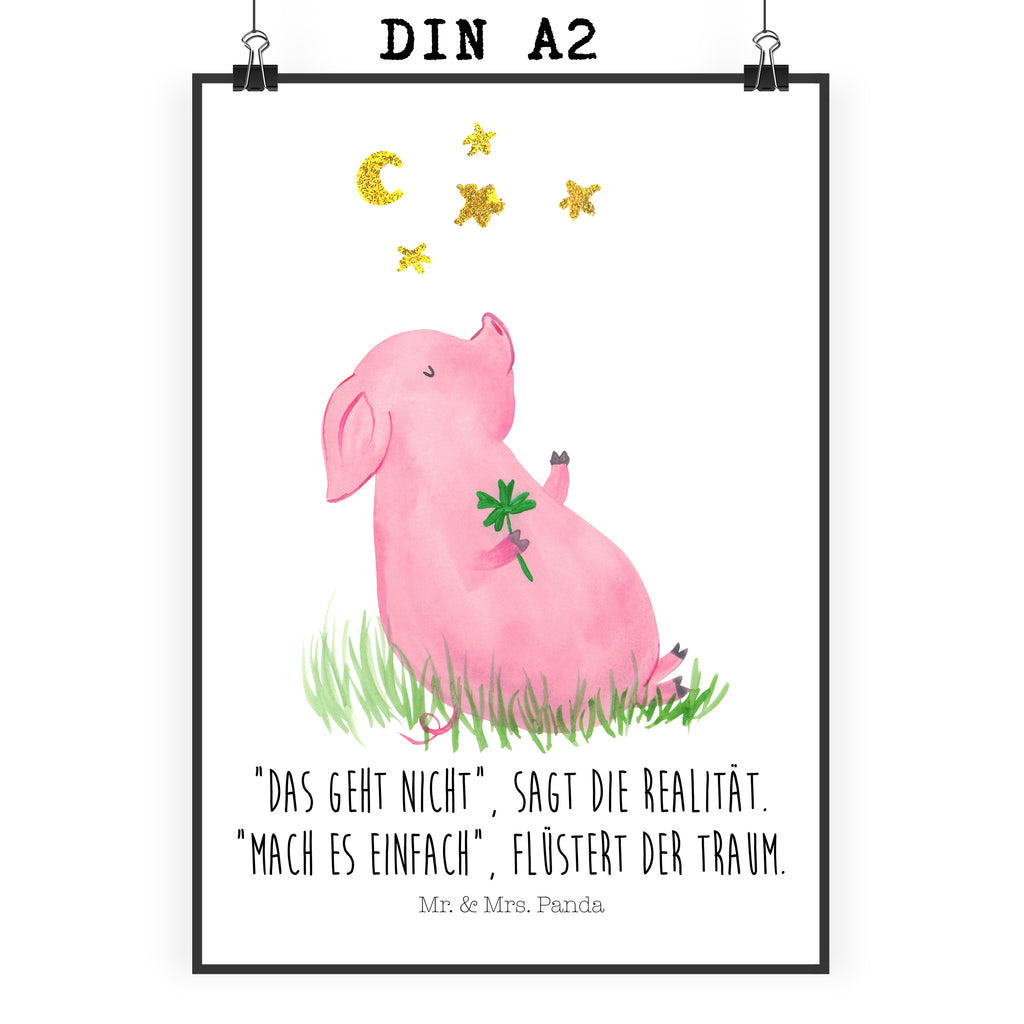 Poster Glücksschwein Poster, Wandposter, Bild, Wanddeko, Küchenposter, Kinderposter, Wanddeko Bild, Raumdekoration, Wanddekoration, Handgemaltes Poster, Mr. & Mrs. Panda Poster, Designposter, Kunstdruck, Posterdruck, Tiermotive, Gute Laune, lustige Sprüche, Tiere, Glücksschwein. Glück, Schwein, Schweinchen, Sterne, Sernchen, Ziele, Träume, Motivation, Glücksbringer