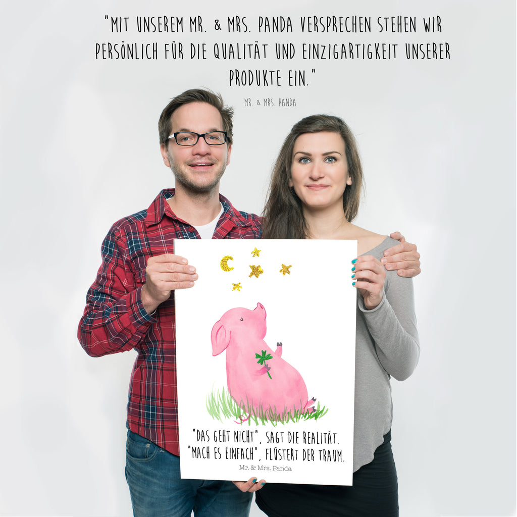 Poster Glücksschwein Poster, Wandposter, Bild, Wanddeko, Küchenposter, Kinderposter, Wanddeko Bild, Raumdekoration, Wanddekoration, Handgemaltes Poster, Mr. & Mrs. Panda Poster, Designposter, Kunstdruck, Posterdruck, Tiermotive, Gute Laune, lustige Sprüche, Tiere, Glücksschwein. Glück, Schwein, Schweinchen, Sterne, Sernchen, Ziele, Träume, Motivation, Glücksbringer
