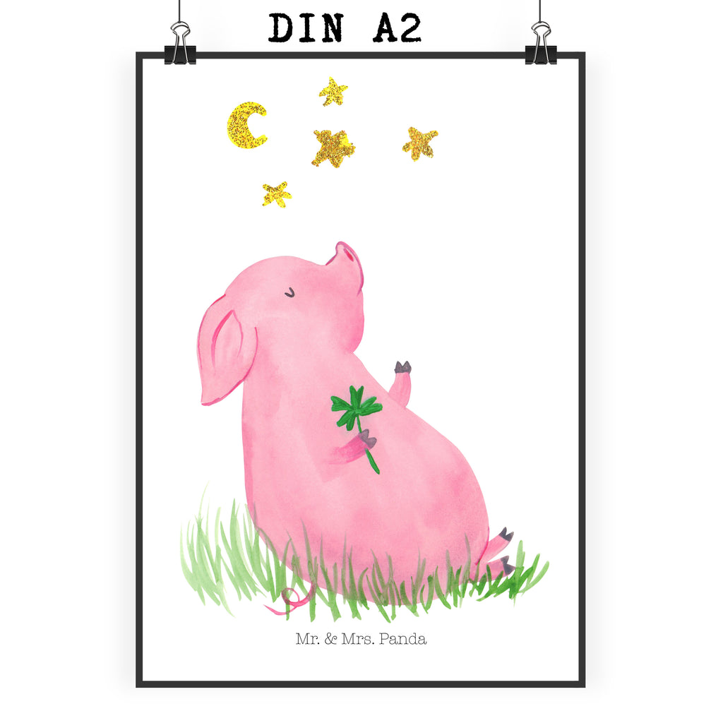 Poster Glücksschwein Poster, Wandposter, Bild, Wanddeko, Küchenposter, Kinderposter, Wanddeko Bild, Raumdekoration, Wanddekoration, Handgemaltes Poster, Mr. & Mrs. Panda Poster, Designposter, Kunstdruck, Posterdruck, Tiermotive, Gute Laune, lustige Sprüche, Tiere, Glücksschwein. Glück, Schwein, Schweinchen, Sterne, Sernchen, Ziele, Träume, Motivation, Glücksbringer