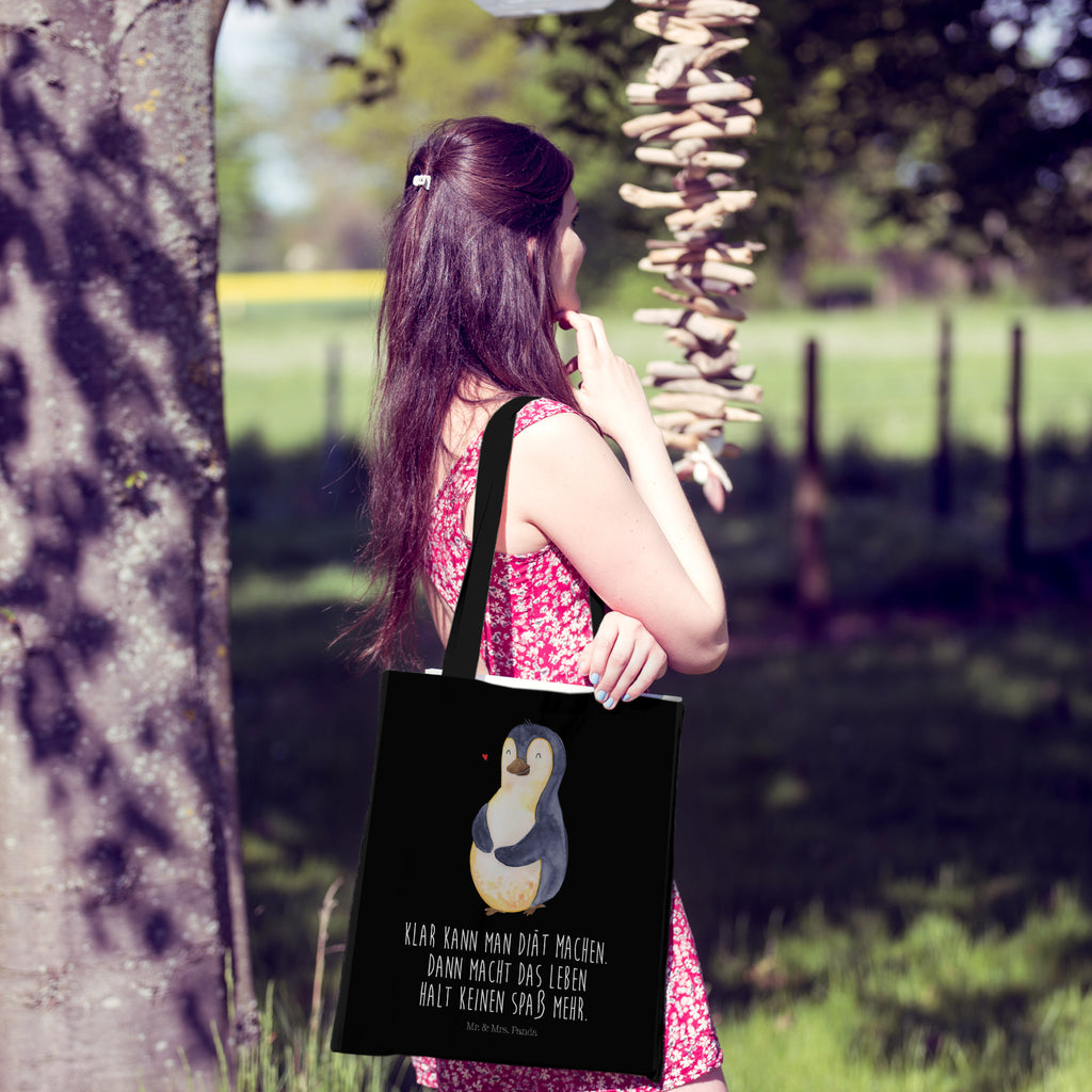 Tragetasche Pinguin Diät Beuteltasche, Beutel, Einkaufstasche, Jutebeutel, Stoffbeutel, Pinguin, Pinguine, Diät, Abnehmen, Abspecken, Gewicht, Motivation, Selbstliebe, Körperliebe, Selbstrespekt