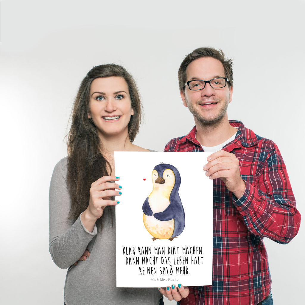 Poster Pinguin Diät Poster, Wandposter, Bild, Wanddeko, Küchenposter, Kinderposter, Wanddeko Bild, Raumdekoration, Wanddekoration, Handgemaltes Poster, Mr. & Mrs. Panda Poster, Designposter, Kunstdruck, Posterdruck, Pinguin, Pinguine, Diät, Abnehmen, Abspecken, Gewicht, Motivation, Selbstliebe, Körperliebe, Selbstrespekt