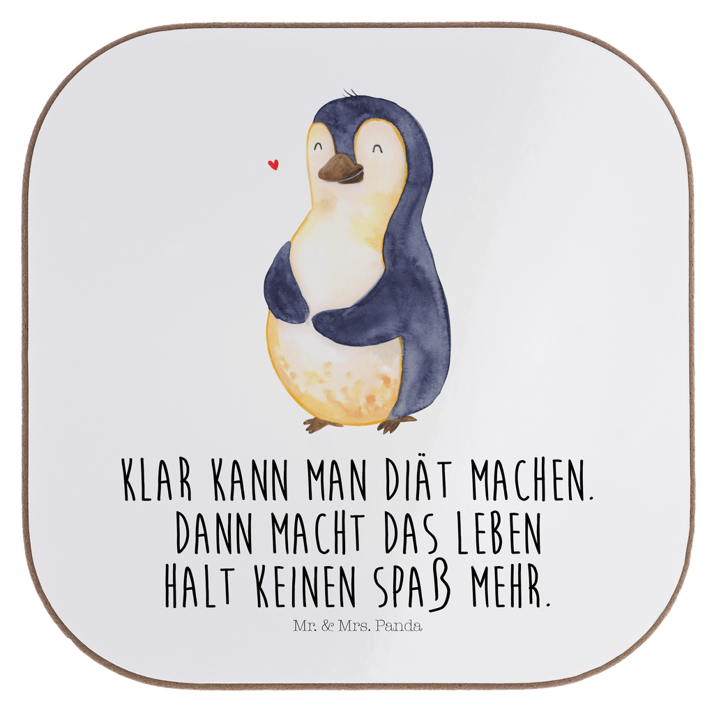 Quadratische Untersetzer Pinguin Diät Bierdeckel, Glasuntersetzer, Untersetzer Gläser, Getränkeuntersetzer, Pinguin, Pinguine, Diät, Abnehmen, Abspecken, Gewicht, Motivation, Selbstliebe, Körperliebe, Selbstrespekt