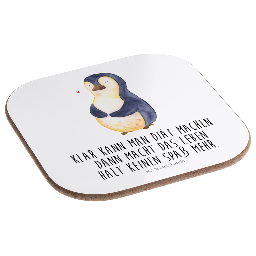 Quadratische Untersetzer Pinguin Diät Bierdeckel, Glasuntersetzer, Untersetzer Gläser, Getränkeuntersetzer, Pinguin, Pinguine, Diät, Abnehmen, Abspecken, Gewicht, Motivation, Selbstliebe, Körperliebe, Selbstrespekt
