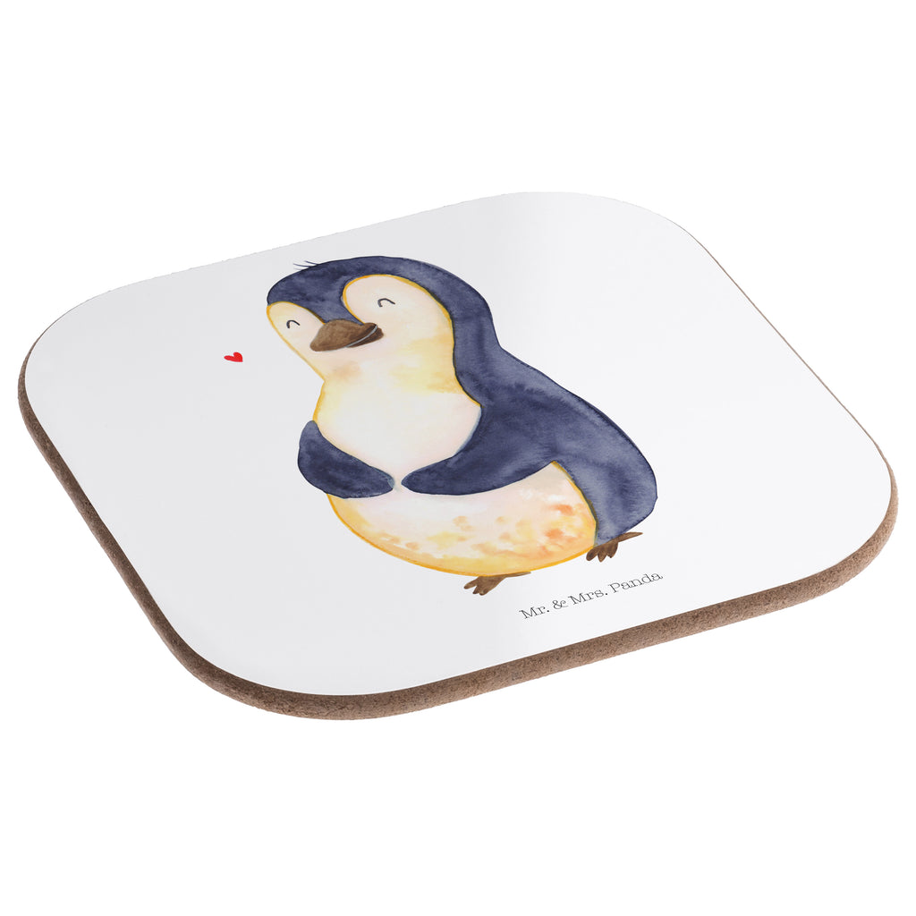 Quadratische Untersetzer Pinguin Diät Bierdeckel, Glasuntersetzer, Untersetzer Gläser, Getränkeuntersetzer, Pinguin, Pinguine, Diät, Abnehmen, Abspecken, Gewicht, Motivation, Selbstliebe, Körperliebe, Selbstrespekt