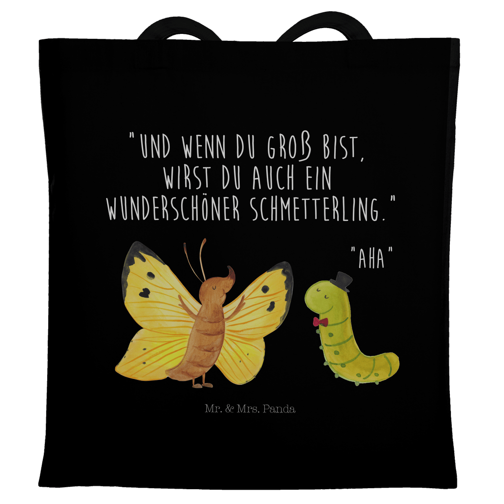 Tragetasche Raupe & Schmetterling Beuteltasche, Beutel, Einkaufstasche, Jutebeutel, Stoffbeutel, Tiermotive, Gute Laune, lustige Sprüche, Tiere, Raupe, Schmetterling, Zitronenfalter, Entwicklung, Erwachsen werden, Kokon, Hut, Hütchen, Schönheit, Aufwachsen