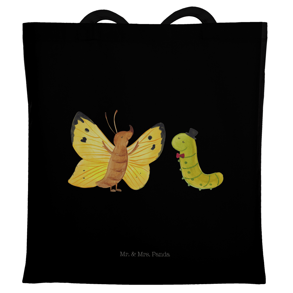 Tragetasche Raupe & Schmetterling Beuteltasche, Beutel, Einkaufstasche, Jutebeutel, Stoffbeutel, Tiermotive, Gute Laune, lustige Sprüche, Tiere, Raupe, Schmetterling, Zitronenfalter, Entwicklung, Erwachsen werden, Kokon, Hut, Hütchen, Schönheit, Aufwachsen