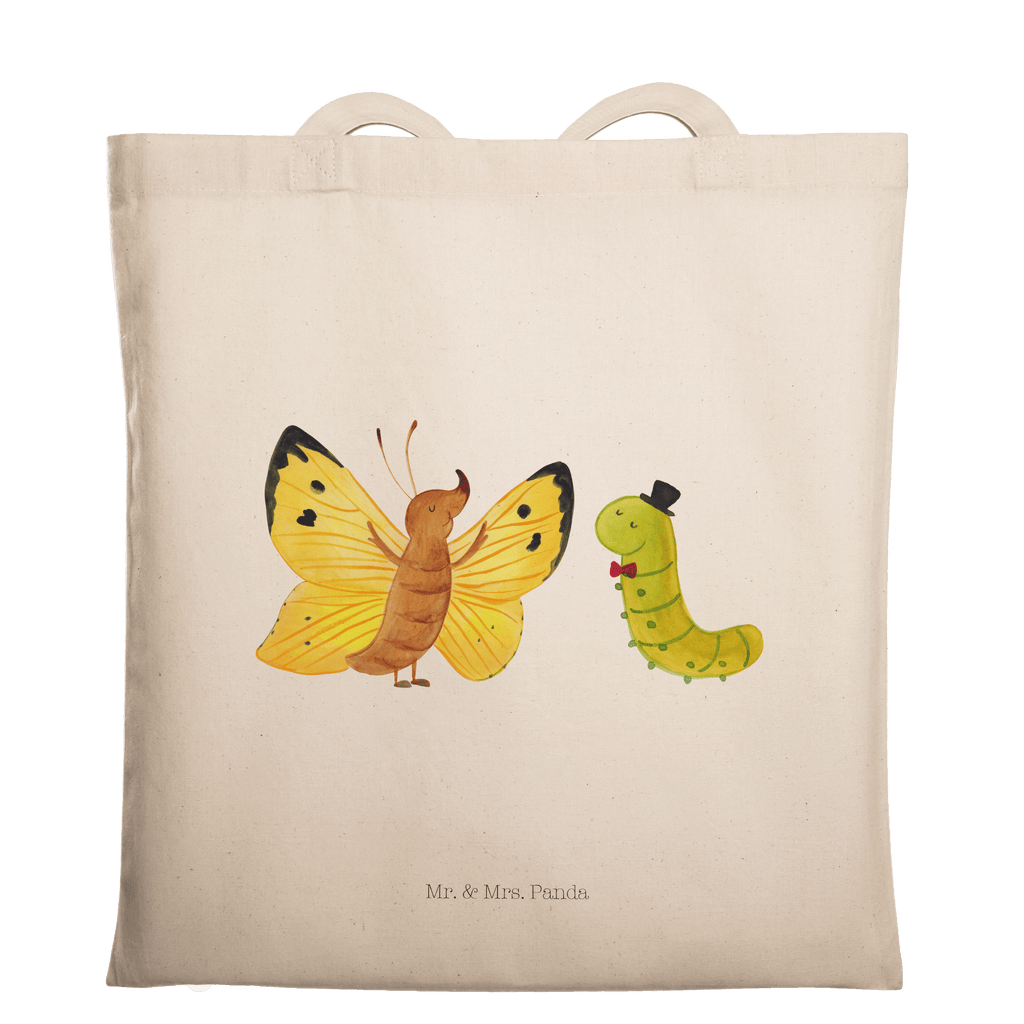Tragetasche Raupe & Schmetterling Beuteltasche, Beutel, Einkaufstasche, Jutebeutel, Stoffbeutel, Tiermotive, Gute Laune, lustige Sprüche, Tiere, Raupe, Schmetterling, Zitronenfalter, Entwicklung, Erwachsen werden, Kokon, Hut, Hütchen, Schönheit, Aufwachsen