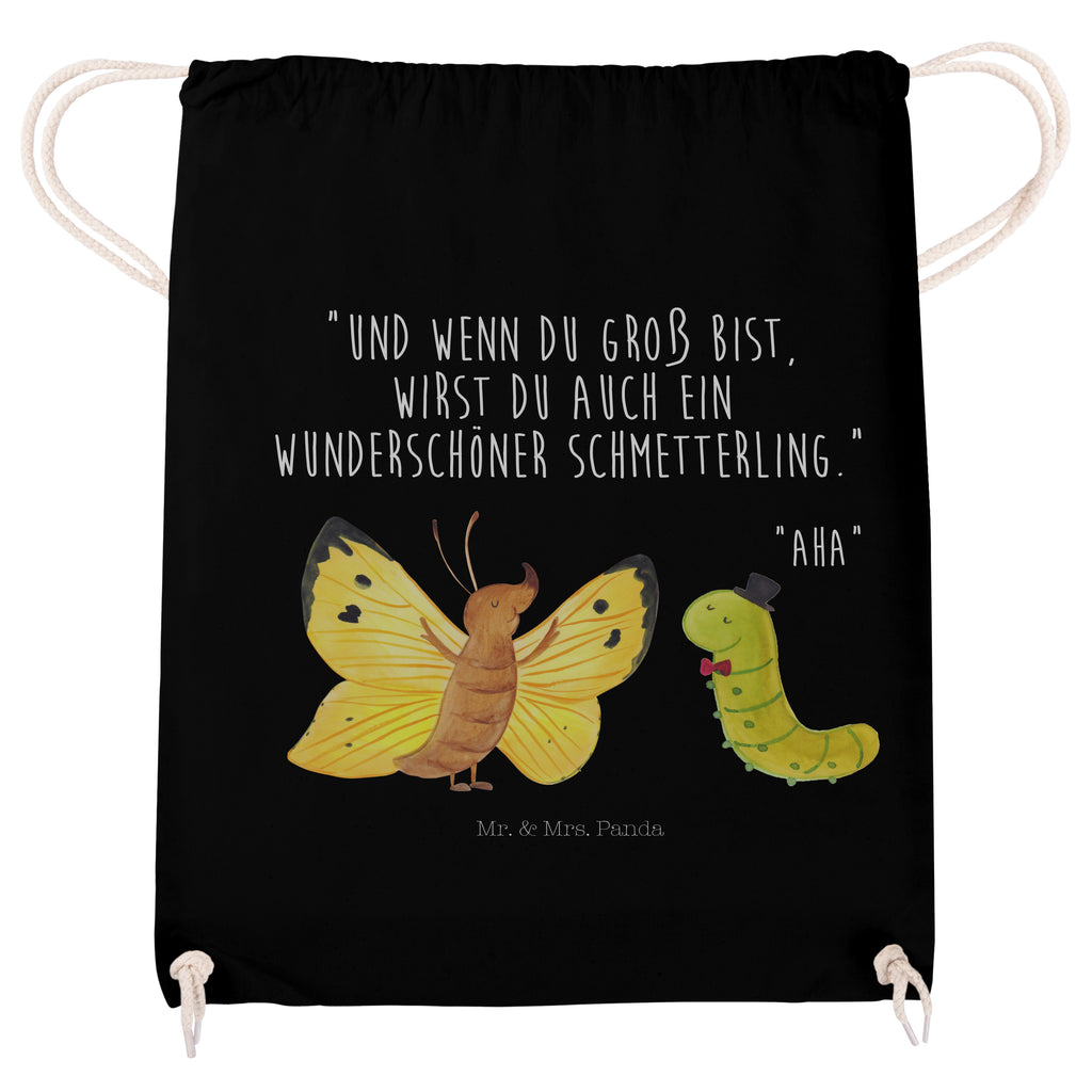 Sportbeutel Raupe & Schmetterling Turnbeutel, Beutel, Sporttasche, Tasche, Stoffbeutel, Tiermotive, Gute Laune, lustige Sprüche, Tiere, Raupe, Schmetterling, Zitronenfalter, Entwicklung, Erwachsen werden, Kokon, Hut, Hütchen, Schönheit, Aufwachsen