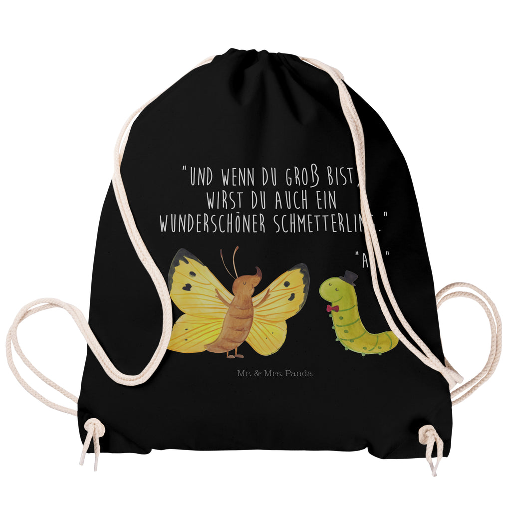 Sportbeutel Raupe & Schmetterling Turnbeutel, Beutel, Sporttasche, Tasche, Stoffbeutel, Tiermotive, Gute Laune, lustige Sprüche, Tiere, Raupe, Schmetterling, Zitronenfalter, Entwicklung, Erwachsen werden, Kokon, Hut, Hütchen, Schönheit, Aufwachsen