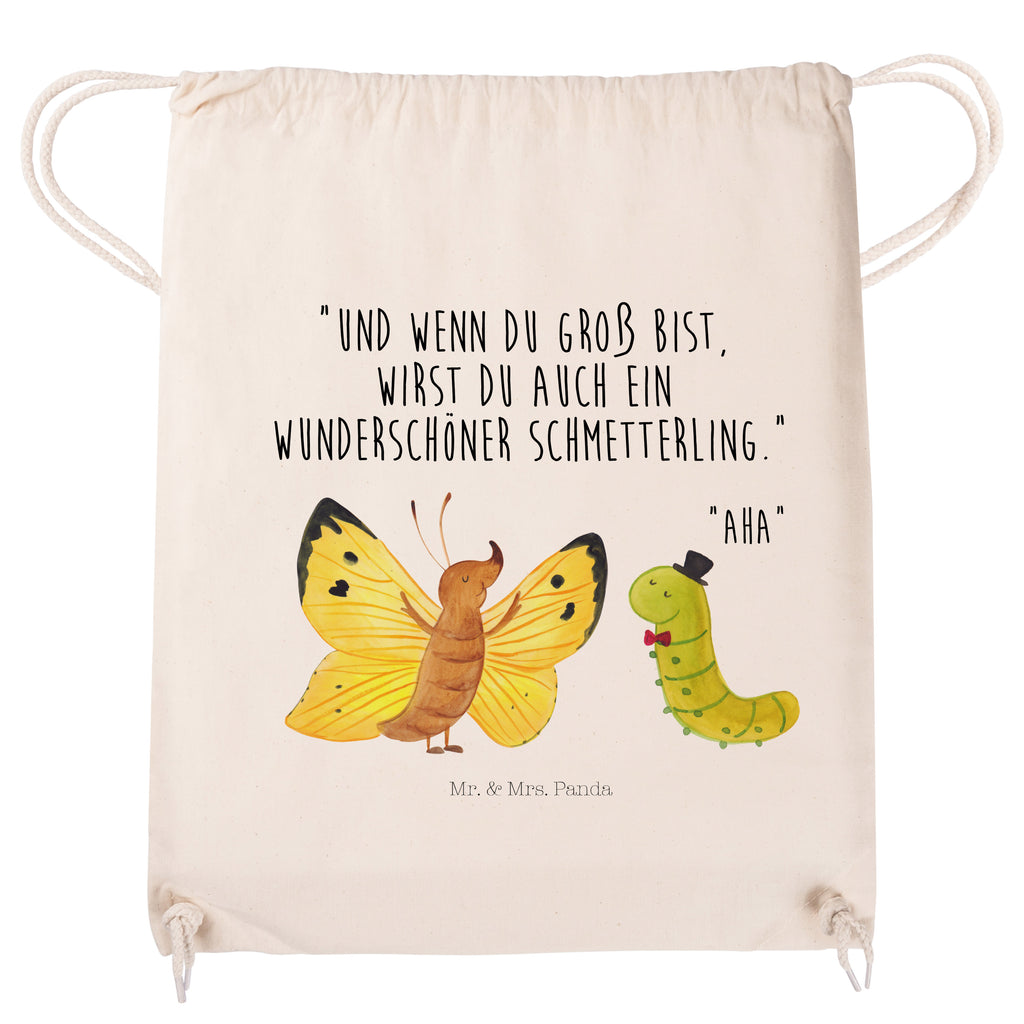 Sportbeutel Raupe & Schmetterling Turnbeutel, Beutel, Sporttasche, Tasche, Stoffbeutel, Tiermotive, Gute Laune, lustige Sprüche, Tiere, Raupe, Schmetterling, Zitronenfalter, Entwicklung, Erwachsen werden, Kokon, Hut, Hütchen, Schönheit, Aufwachsen
