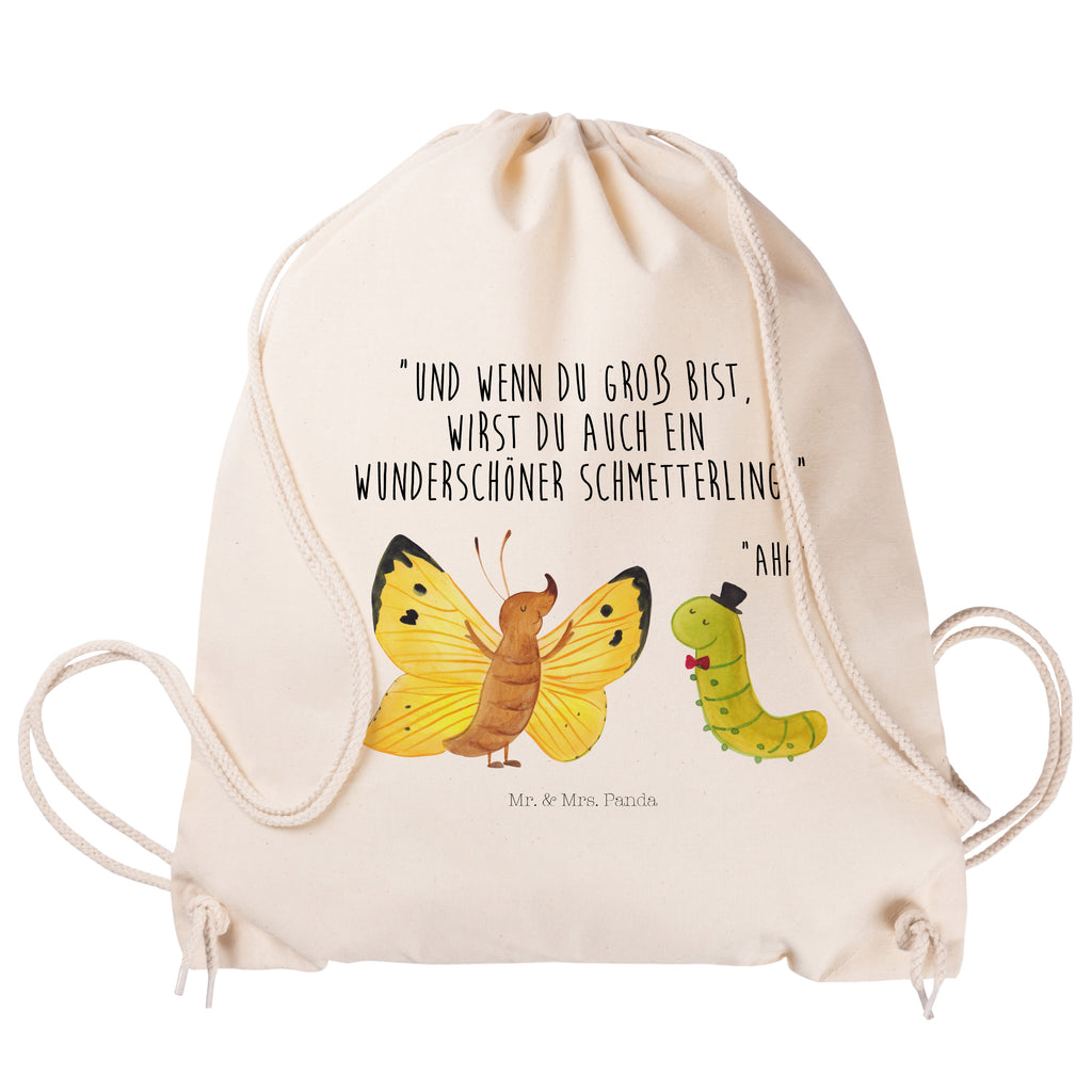 Sportbeutel Raupe & Schmetterling Turnbeutel, Beutel, Sporttasche, Tasche, Stoffbeutel, Tiermotive, Gute Laune, lustige Sprüche, Tiere, Raupe, Schmetterling, Zitronenfalter, Entwicklung, Erwachsen werden, Kokon, Hut, Hütchen, Schönheit, Aufwachsen
