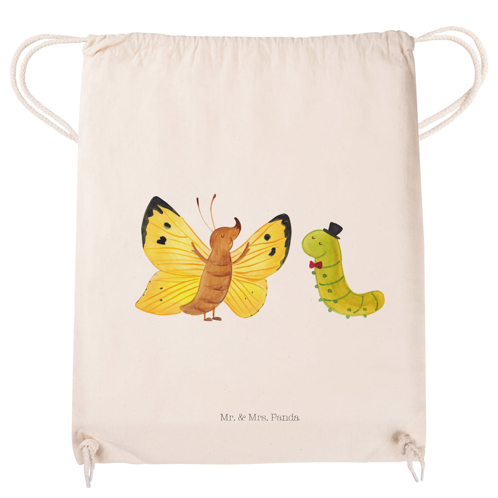 Sportbeutel Raupe & Schmetterling Turnbeutel, Beutel, Sporttasche, Tasche, Stoffbeutel, Tiermotive, Gute Laune, lustige Sprüche, Tiere, Raupe, Schmetterling, Zitronenfalter, Entwicklung, Erwachsen werden, Kokon, Hut, Hütchen, Schönheit, Aufwachsen