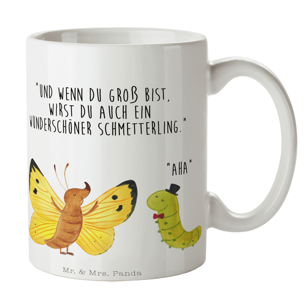 Tasse Raupe & Schmetterling Raupe, Schmetterling, Zitronenfalter, Entwicklung, Erwachsen werden, Kokon, Hut, Hütchen, Schönheit, Aufwachsen, Becher, Kaffeetasse, Kaffeebecher, Tee, Frühstück, Büro  süße Tiermotive, gute Laune, lustige Sprüche, Tiere