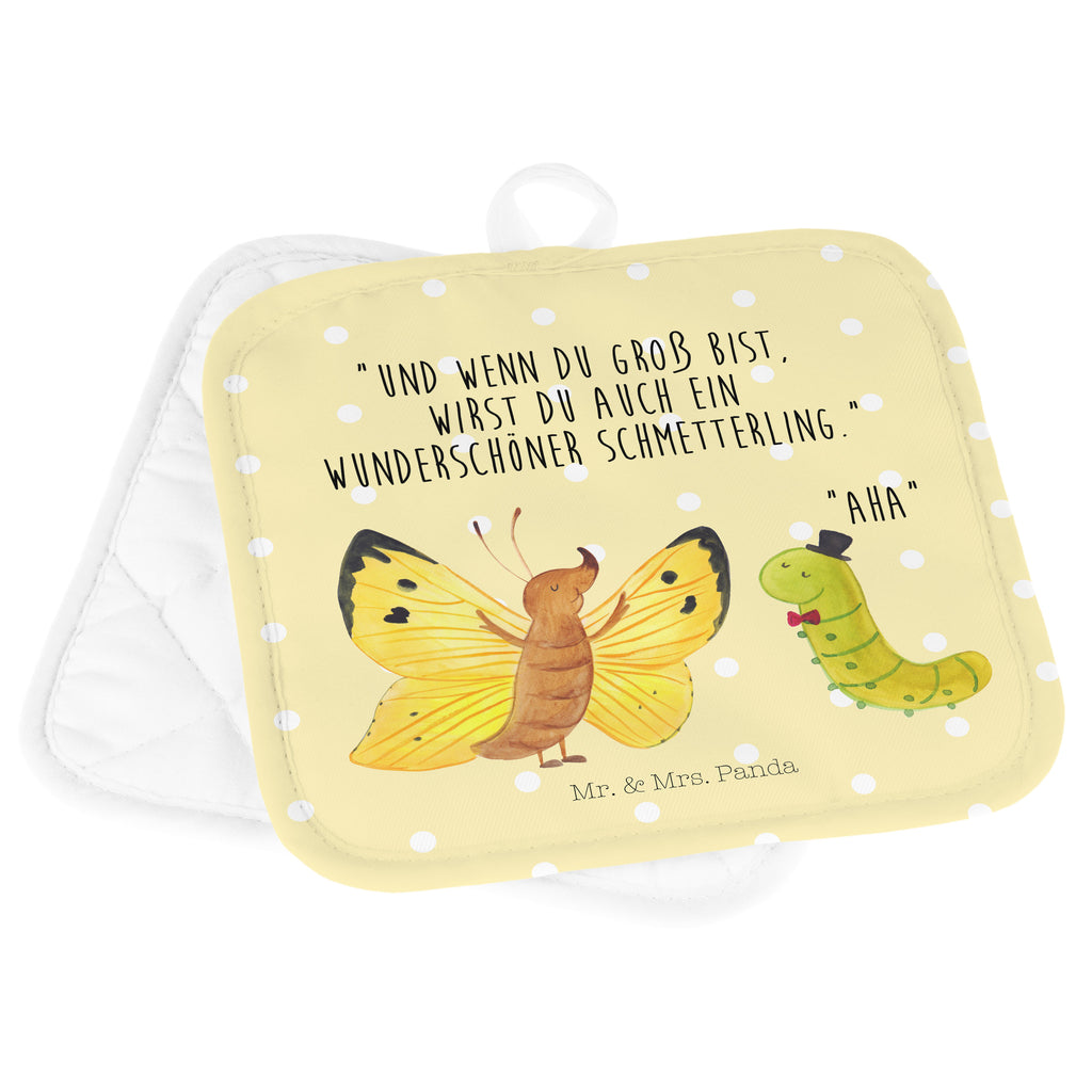 2er Set Topflappen  Raupe & Schmetterling Topflappen, Topfuntersetzer, Ofenhandschuh, Topflappen Set, Topflappen lustig, Topflappen mit Spruch, Tiermotive, Gute Laune, lustige Sprüche, Tiere, Raupe, Schmetterling, Zitronenfalter, Entwicklung, Erwachsen werden, Kokon, Hut, Hütchen, Schönheit, Aufwachsen