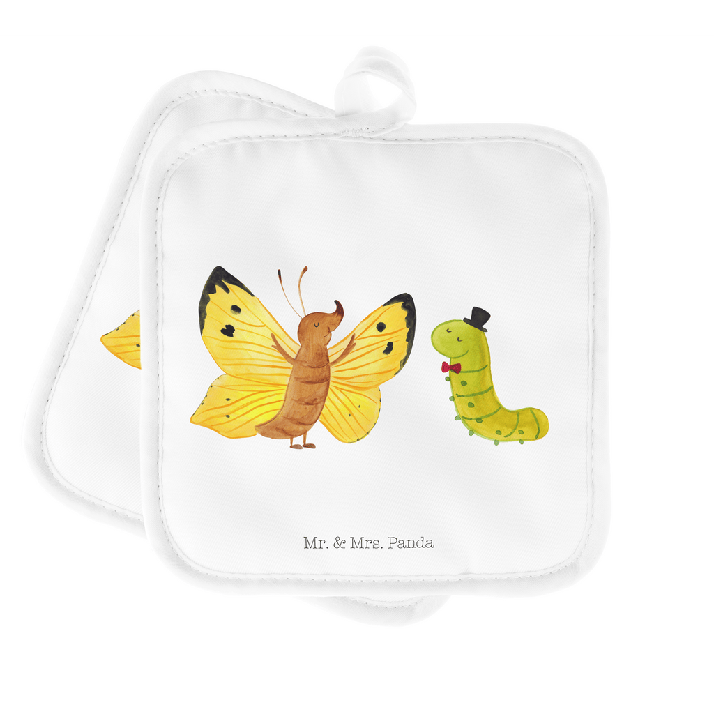 2er Set Topflappen  Raupe & Schmetterling Topflappen, Topfuntersetzer, Ofenhandschuh, Topflappen Set, Topflappen lustig, Topflappen mit Spruch, Tiermotive, Gute Laune, lustige Sprüche, Tiere, Raupe, Schmetterling, Zitronenfalter, Entwicklung, Erwachsen werden, Kokon, Hut, Hütchen, Schönheit, Aufwachsen