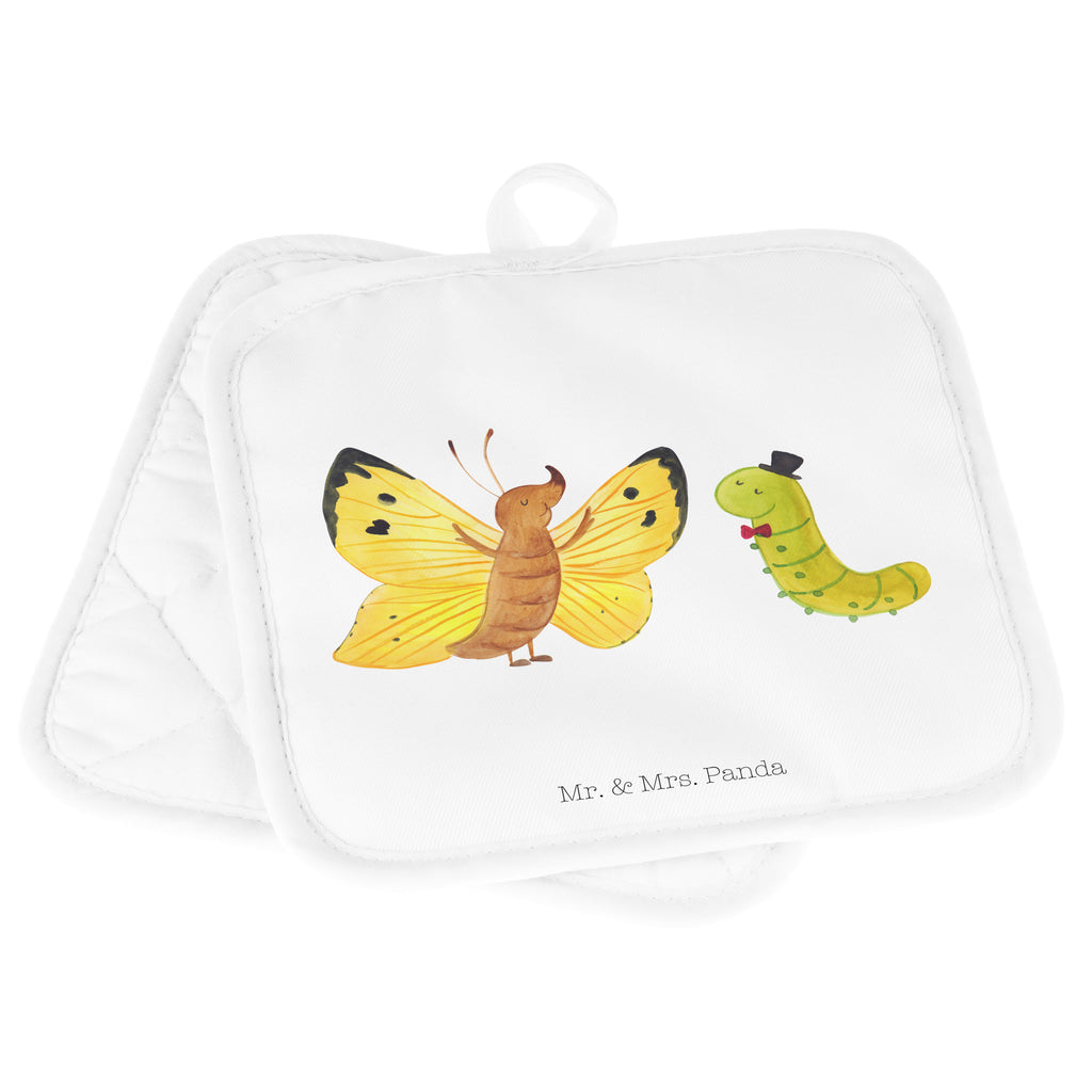 2er Set Topflappen  Raupe & Schmetterling Topflappen, Topfuntersetzer, Ofenhandschuh, Topflappen Set, Topflappen lustig, Topflappen mit Spruch, Tiermotive, Gute Laune, lustige Sprüche, Tiere, Raupe, Schmetterling, Zitronenfalter, Entwicklung, Erwachsen werden, Kokon, Hut, Hütchen, Schönheit, Aufwachsen