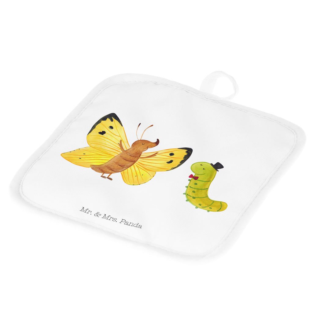 2er Set Topflappen  Raupe & Schmetterling Topflappen, Topfuntersetzer, Ofenhandschuh, Topflappen Set, Topflappen lustig, Topflappen mit Spruch, Tiermotive, Gute Laune, lustige Sprüche, Tiere, Raupe, Schmetterling, Zitronenfalter, Entwicklung, Erwachsen werden, Kokon, Hut, Hütchen, Schönheit, Aufwachsen