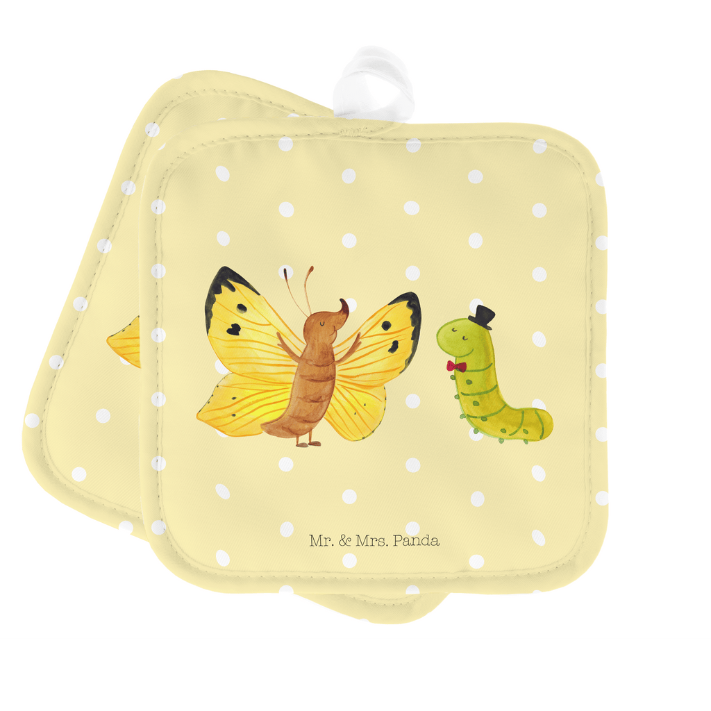 2er Set Topflappen  Raupe & Schmetterling Topflappen, Topfuntersetzer, Ofenhandschuh, Topflappen Set, Topflappen lustig, Topflappen mit Spruch, Tiermotive, Gute Laune, lustige Sprüche, Tiere, Raupe, Schmetterling, Zitronenfalter, Entwicklung, Erwachsen werden, Kokon, Hut, Hütchen, Schönheit, Aufwachsen