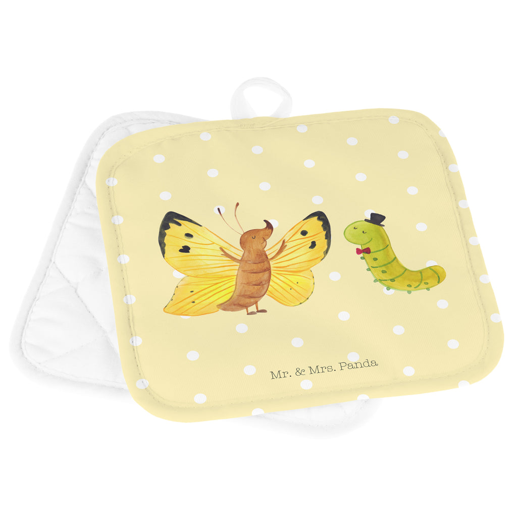 2er Set Topflappen  Raupe & Schmetterling Topflappen, Topfuntersetzer, Ofenhandschuh, Topflappen Set, Topflappen lustig, Topflappen mit Spruch, Tiermotive, Gute Laune, lustige Sprüche, Tiere, Raupe, Schmetterling, Zitronenfalter, Entwicklung, Erwachsen werden, Kokon, Hut, Hütchen, Schönheit, Aufwachsen