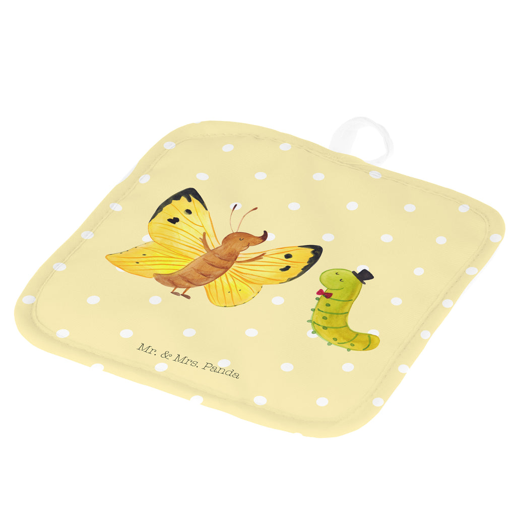 2er Set Topflappen  Raupe & Schmetterling Topflappen, Topfuntersetzer, Ofenhandschuh, Topflappen Set, Topflappen lustig, Topflappen mit Spruch, Tiermotive, Gute Laune, lustige Sprüche, Tiere, Raupe, Schmetterling, Zitronenfalter, Entwicklung, Erwachsen werden, Kokon, Hut, Hütchen, Schönheit, Aufwachsen