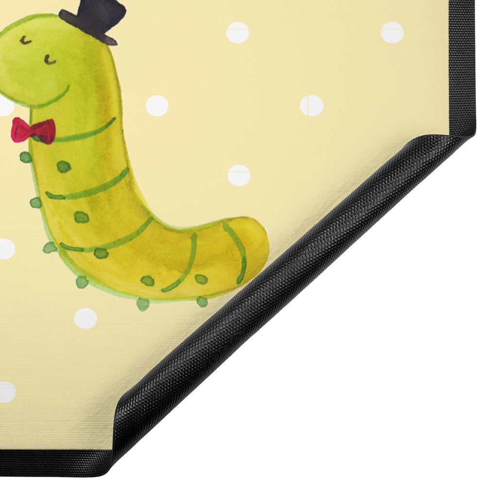 Fußmatte Raupe & Schmetterling Raupe, Schmetterling, Zitronenfalter, Entwicklung, Erwachsen werden, Kokon, Hut, Hütchen, Schönheit, Aufwachsen, Türvorleger, Schmutzmatte, Fußabtreter, Matte, Schmutzfänger, Fußabstreifer, Schmutzfangmatte, Türmatte, Motivfußmatte,  Haustürmatte, Vorleger  süße Tiermotive, gute Laune, lustige Sprüche, Tiere