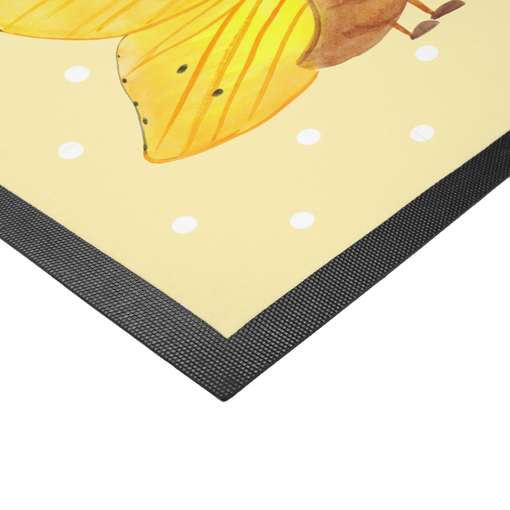 Fußmatte Raupe & Schmetterling Raupe, Schmetterling, Zitronenfalter, Entwicklung, Erwachsen werden, Kokon, Hut, Hütchen, Schönheit, Aufwachsen, Türvorleger, Schmutzmatte, Fußabtreter, Matte, Schmutzfänger, Fußabstreifer, Schmutzfangmatte, Türmatte, Motivfußmatte,  Haustürmatte, Vorleger  süße Tiermotive, gute Laune, lustige Sprüche, Tiere