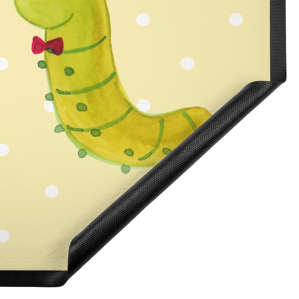 Fußmatte Raupe & Schmetterling Raupe, Schmetterling, Zitronenfalter, Entwicklung, Erwachsen werden, Kokon, Hut, Hütchen, Schönheit, Aufwachsen, Türvorleger, Schmutzmatte, Fußabtreter, Matte, Schmutzfänger, Fußabstreifer, Schmutzfangmatte, Türmatte, Motivfußmatte,  Haustürmatte, Vorleger  süße Tiermotive, gute Laune, lustige Sprüche, Tiere