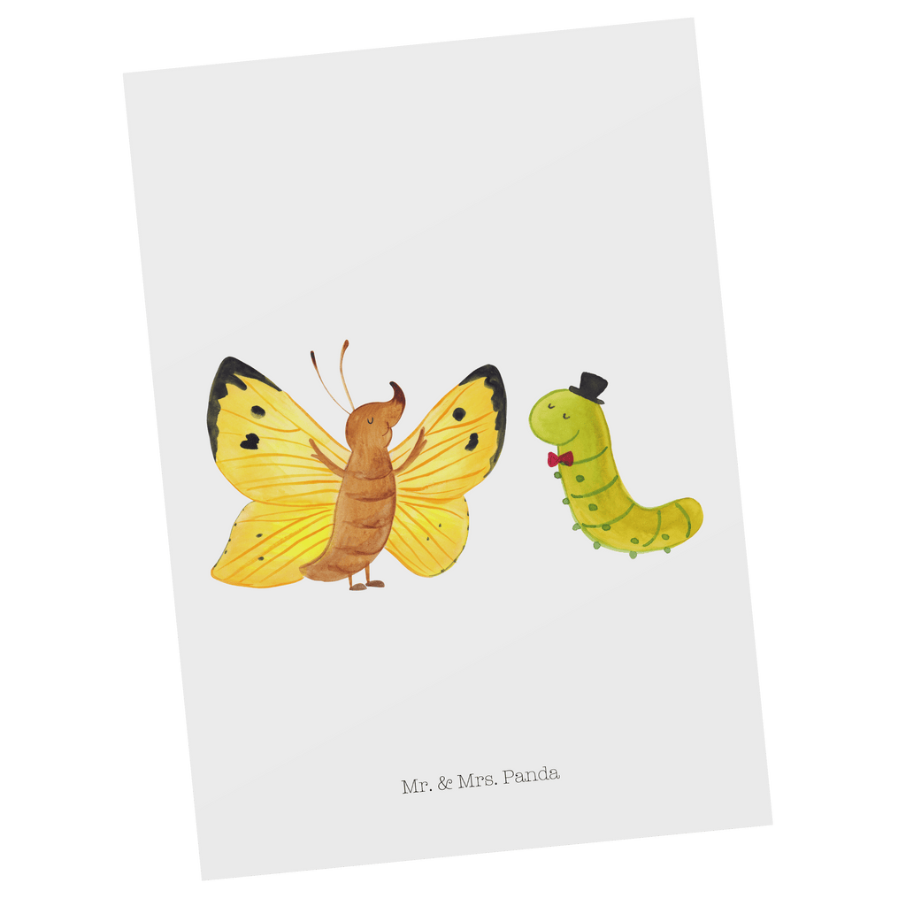 Postkarte Raupe & Schmetterling Geschenkkarte, Grußkarte, Karte, Einladung, Ansichtskarte, Geburtstagskarte, Einladungskarte, Dankeskarte, Tiermotive, Gute Laune, lustige Sprüche, Tiere, Raupe, Schmetterling, Zitronenfalter, Entwicklung, Erwachsen werden, Kokon, Hut, Hütchen, Schönheit, Aufwachsen