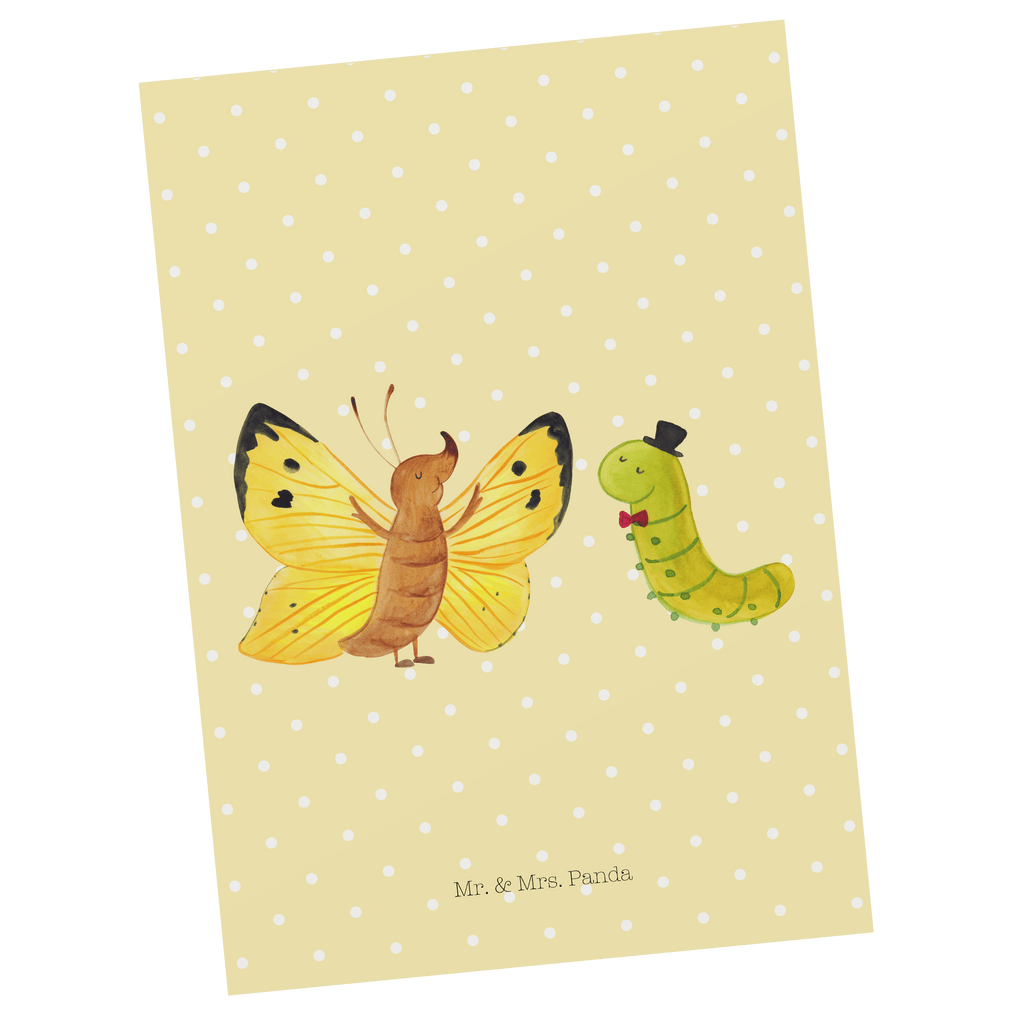 Postkarte Raupe & Schmetterling Geschenkkarte, Grußkarte, Karte, Einladung, Ansichtskarte, Geburtstagskarte, Einladungskarte, Dankeskarte, Tiermotive, Gute Laune, lustige Sprüche, Tiere, Raupe, Schmetterling, Zitronenfalter, Entwicklung, Erwachsen werden, Kokon, Hut, Hütchen, Schönheit, Aufwachsen