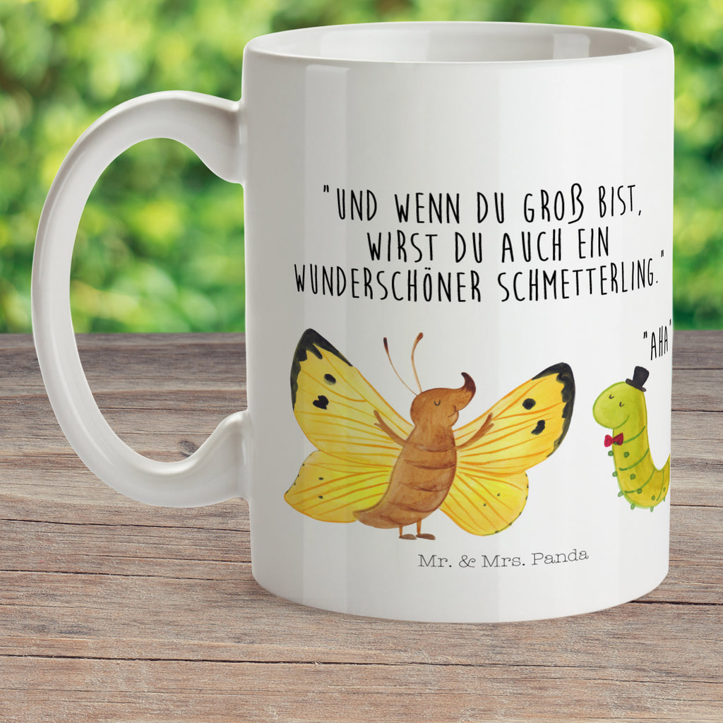 Kindertasse Raupe & Schmetterling Kunststoff Tasse, Kindergarten, Tasse, Trinkbecher, Camping Becher, Kaffeetasse, Kunststoffbecher, Kindergartenbecher, Outdoorgeschirr, Kunststoffgeschirr, Reisebecher, Reisetasse, Kinderbecher, Tiermotive, Gute Laune, lustige Sprüche, Tiere, Raupe, Schmetterling, Zitronenfalter, Entwicklung, Erwachsen werden, Kokon, Hut, Hütchen, Schönheit, Aufwachsen