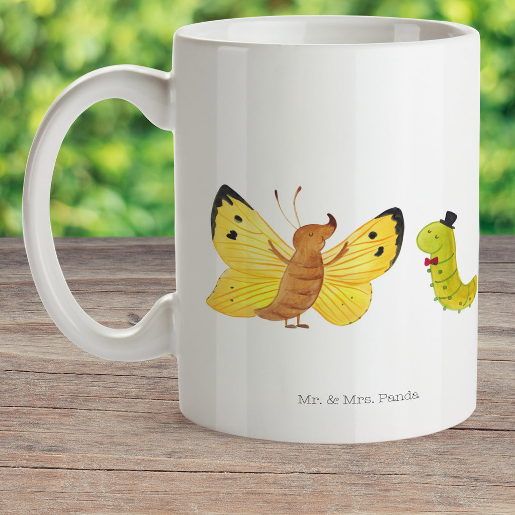 Kindertasse Raupe & Schmetterling Kunststoff Tasse, Kindergarten, Tasse, Trinkbecher, Camping Becher, Kaffeetasse, Kunststoffbecher, Kindergartenbecher, Outdoorgeschirr, Kunststoffgeschirr, Reisebecher, Reisetasse, Kinderbecher, Tiermotive, Gute Laune, lustige Sprüche, Tiere, Raupe, Schmetterling, Zitronenfalter, Entwicklung, Erwachsen werden, Kokon, Hut, Hütchen, Schönheit, Aufwachsen